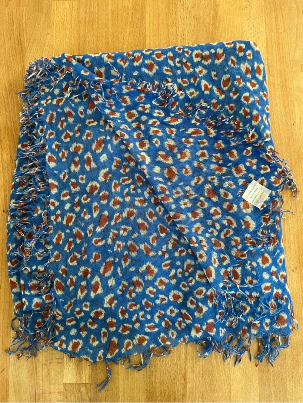 Chan Luu Cashmere and Silk Scarf in Palace Blue Leopard Print (NWT)